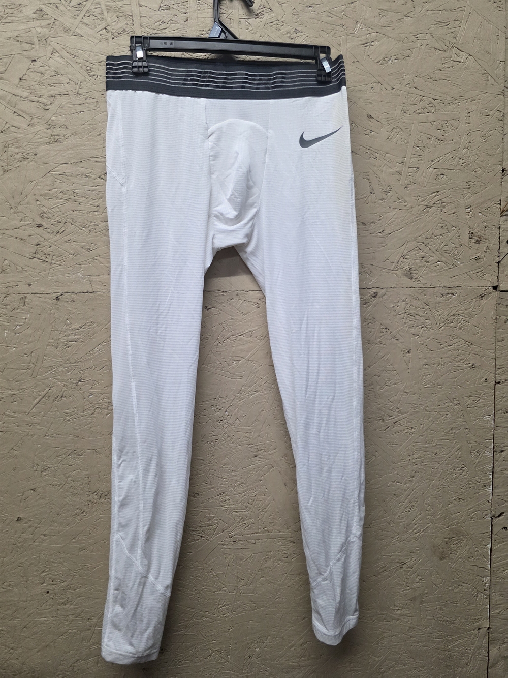 Nike Men’s White Compression Tights with Gray Striped Waistband